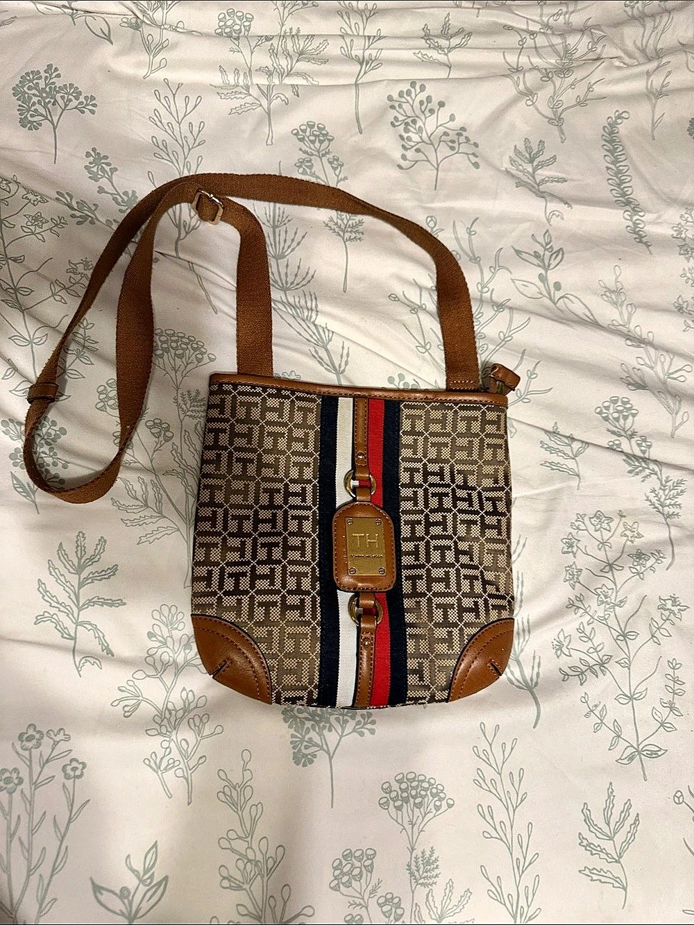 Tommy Hilfiger TH Monogram Jacquard Crossbody Bag Brown & Black